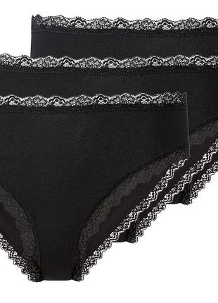 Трусики-сліп набір 3 шт. мереживні для жінки esmara lycra® 497165/н_434558_ m чорний