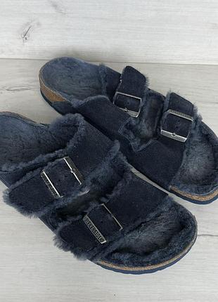 Жіночі сандалі birkenstock arizona shearling замшеві з овчиною