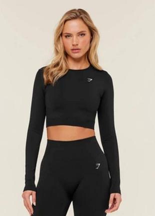 Черный спортивный кроп-топ gymshark p.s