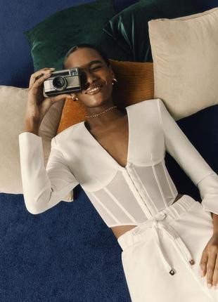 Актуальна елегантна корсетна блузка в молочному відтінку river island plus size батал uk 18 (3xl) маломірить на xl🔥🔥🔥