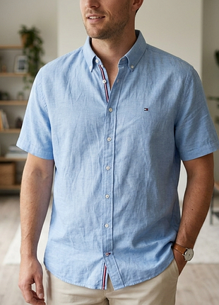Сорочка\рубашка tommy hilfiger cotton-linen shirt