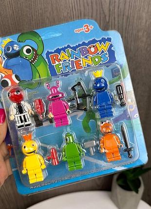Детский набор фигурок лего радужные друзья 6 шт, rainbow friends человечки