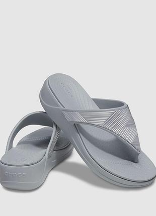 Crocs monterey metallic wedge silver шлёпанцы размер w7 37