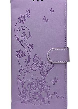 Уцінка !!! чохол книжка leather flip для infinix hot 40 (x6836) на магніті бузковий принт метелика уцінка !!!