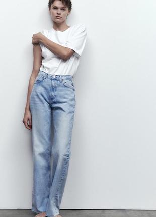 Джинси zara wide leg широкие прямые джинсы