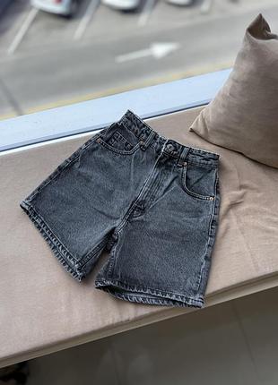 Серые джинсовые шорты zara женские на высокой посадке