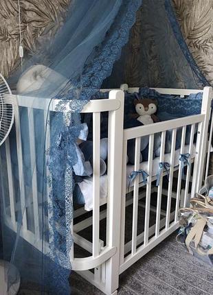 Детская кроватка с маятником, матрасом, бук - babymax престиж (белая) цена нового около 10000 грн.
