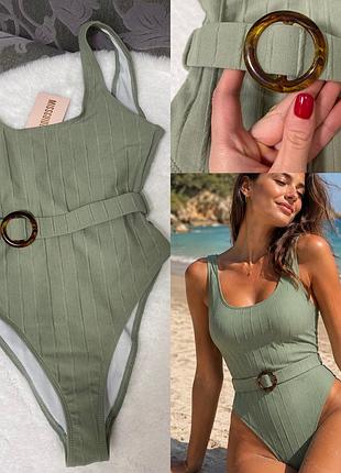 Суцільний купальник кольору фісташка від missguided