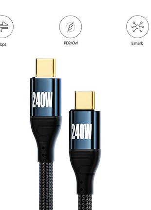 Кабель usb type-c type-c 240w 1.5 метра (pd3.1, e-marker, 48v/5a), черный