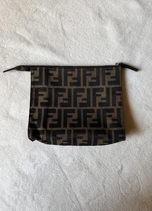 Вінтажна косметичка / клатч fendi zucca canvas pouch (оригінал)