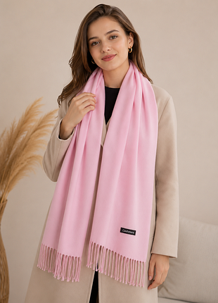 Женская шаль-палантин cashmere с бахромой. 200*70см рожева