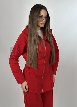 Яскравий жіночий трикотажний костюм talia в червоному кольорі, преміум тринитка 90% бавовна, 38-68 розміри