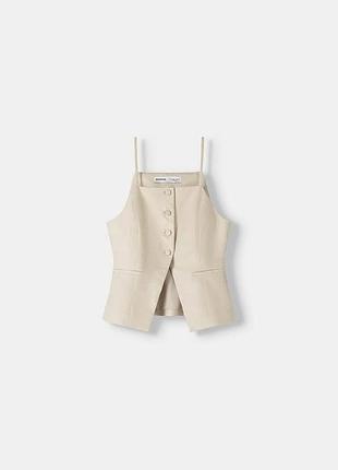 Бежевая костюмная жилетка с льном от bershka