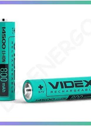 Акумулятор videx літій-іонний 14500 800mah для електронних пристроїв без захисту