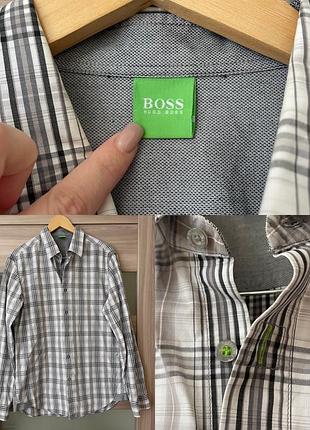 Брендова чоловіча сорочка в клітинку boss (hugo boss) — розмір l
