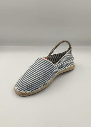 🥖 le petit baigneur x cousu main striped jute espadrilles 'blue/ecru' — автентичні літні еспадрильї ручної роботи в класичну морську смужку 39 розмір