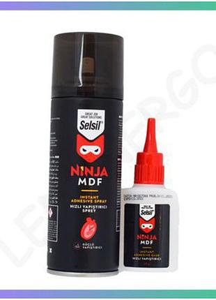 Клей 2-х компонентный selsil ninja 200 ml супер быстрый цианоакрилат для всех поверхностей спрей-активатор