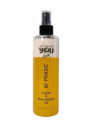Двухфазный спрей-кондиционер you look professional glamour bi-phasic argan & macadamia oil, 200 мл.