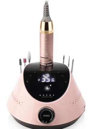 Професійний фрезер для манікюру та педикюру bucos nail drill x2 pro blush pink, 65 вт, 35000 обертів