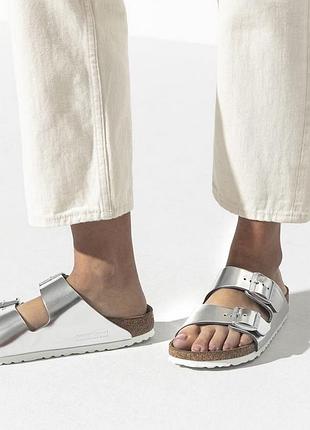 Оригинал! шлепанцы сланцы birkenstock arizona leather metallic р. 40 стелька 26см. биркенштоки