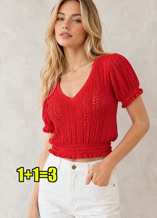 🤩1+1=3 стильна в'язана червона блузка zara, розмір 44 - 46
