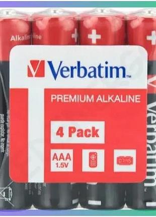 Батарейки лужні verbatim aaa 1,5v 4 шт елементи живлення для побутової техніки батарейки