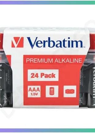 Батарейки лужні verbatim aaa 1,5v 24 шт елементи живлення для побутової техніки батареї