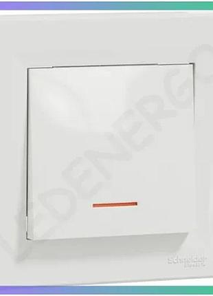 Вимикач schneider electric asfora з підсвічуванням білий для освітлення