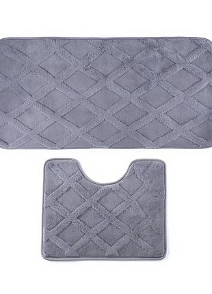 Набор ковриков для ванной elegant lines 2 штуки 40×50 / 50×80 см хлопковых серый