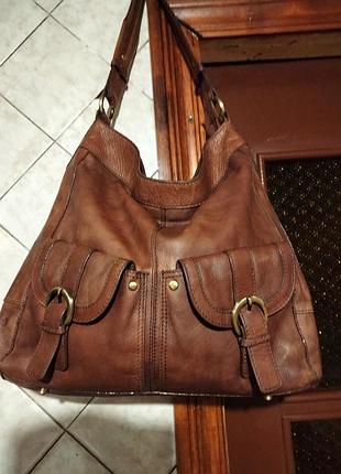 Шкіряна вінтажна сумка хобо ashwood leather vintage two pocket bag (англія)