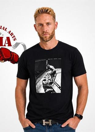 🟥⬛ ufc спорт футболка чорна з принтом  👊😎