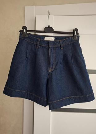 Шорти zara джинсові,вільний крій середня посадка,темно-сині. eue- 34