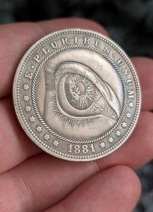 Велика монета очей дівчини сувенірна монетка один долар на удачу one dollar united states of america usa дівчина всевидюче око людини