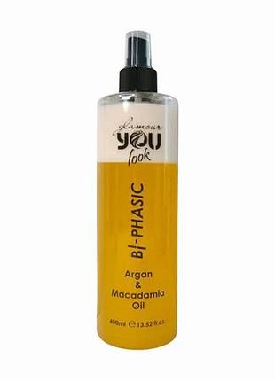 Двофазний спрей-кондиціонер you look professional glamour bi-phasic argan & macadamia oil, 400 мл.