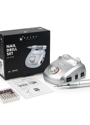 Фрезер для манікюру bucos nail drill zs-603 pro silver 45 ват 35000 обертів на хвилину