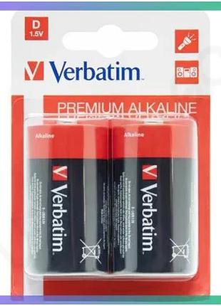 Батарейки лужні verbatim d 1,5v 2 шт елементи живлення для електроніки батарейки для іграшок