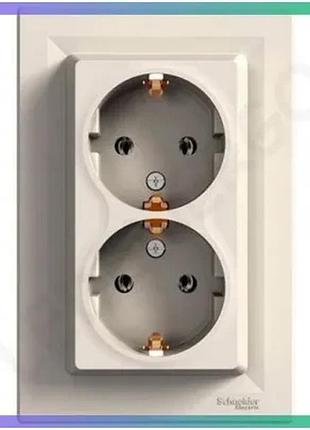 Подвійна розетка schneider electric asfora cream для монтажу в стіну