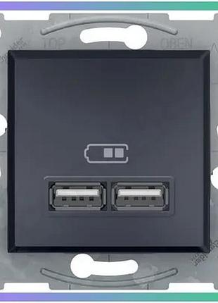 Розетка schneider electric asfora usb 2 anthracite для підключення електроніки