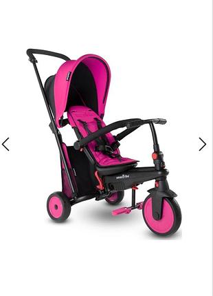 Трехколесный велосипед smartrike str3. розовый капюшон и запатентованную технологию сборки для удобной транспортировки