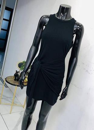 Черное трикотажное платье shein с узлом (l / uk 12)