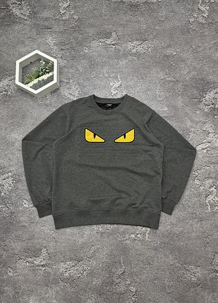 Світшот fendi оригінал сірий кофта фенді пуловер толстовка багс очі бренд люкса