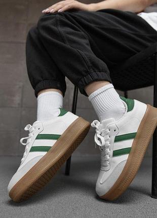 Женские кроссовки samba white/green нп4937