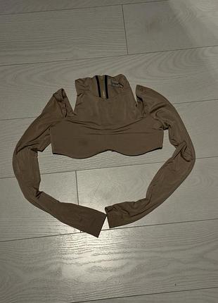 Бежевий топ з довгим рукавом cher17, xs