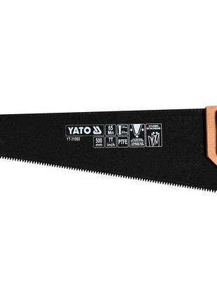 Ножівка по дереву yato 500мм 7 зубів 1" полотно 1мм покрите ptfe для різання деревини