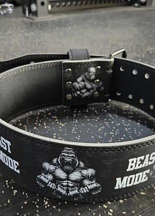 Кожаный атлетический пояс для пауэрлифтинга и тяжелой атлетики «beast mode»