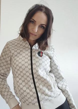 Худи женский белый на молнии