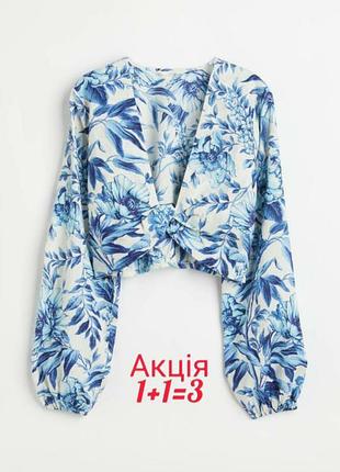 Льняний топ h&amp;m укорочена блузка