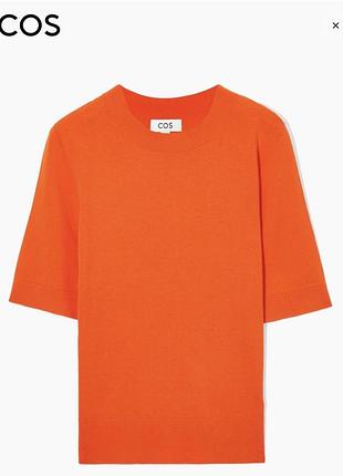 Нова.футболка трикотажная cos short-sleeve knitted t-shirt cotton orange оригинал.зе свежих коллекций