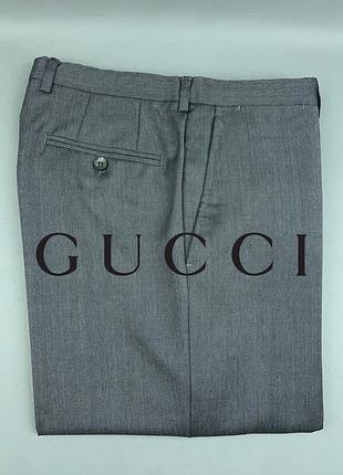 Gucci класичні чоловічі штани брюки з завищеною талією сірі в ялинку вовна розмір 31/32 м