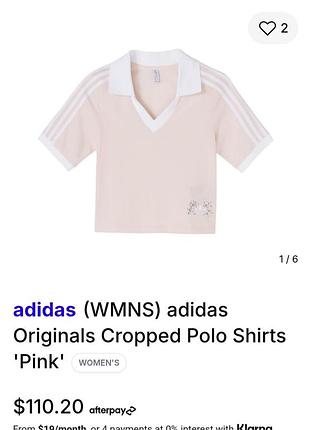Кроп-топ поло adidas originals з вишивкою, розмір xs / укорочена футболка